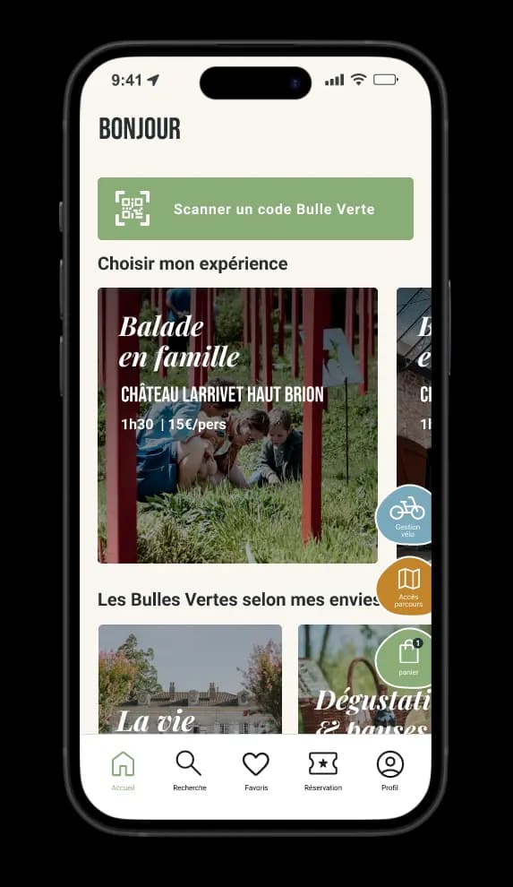 La Bulle Verte App illustration on iPhone mockup